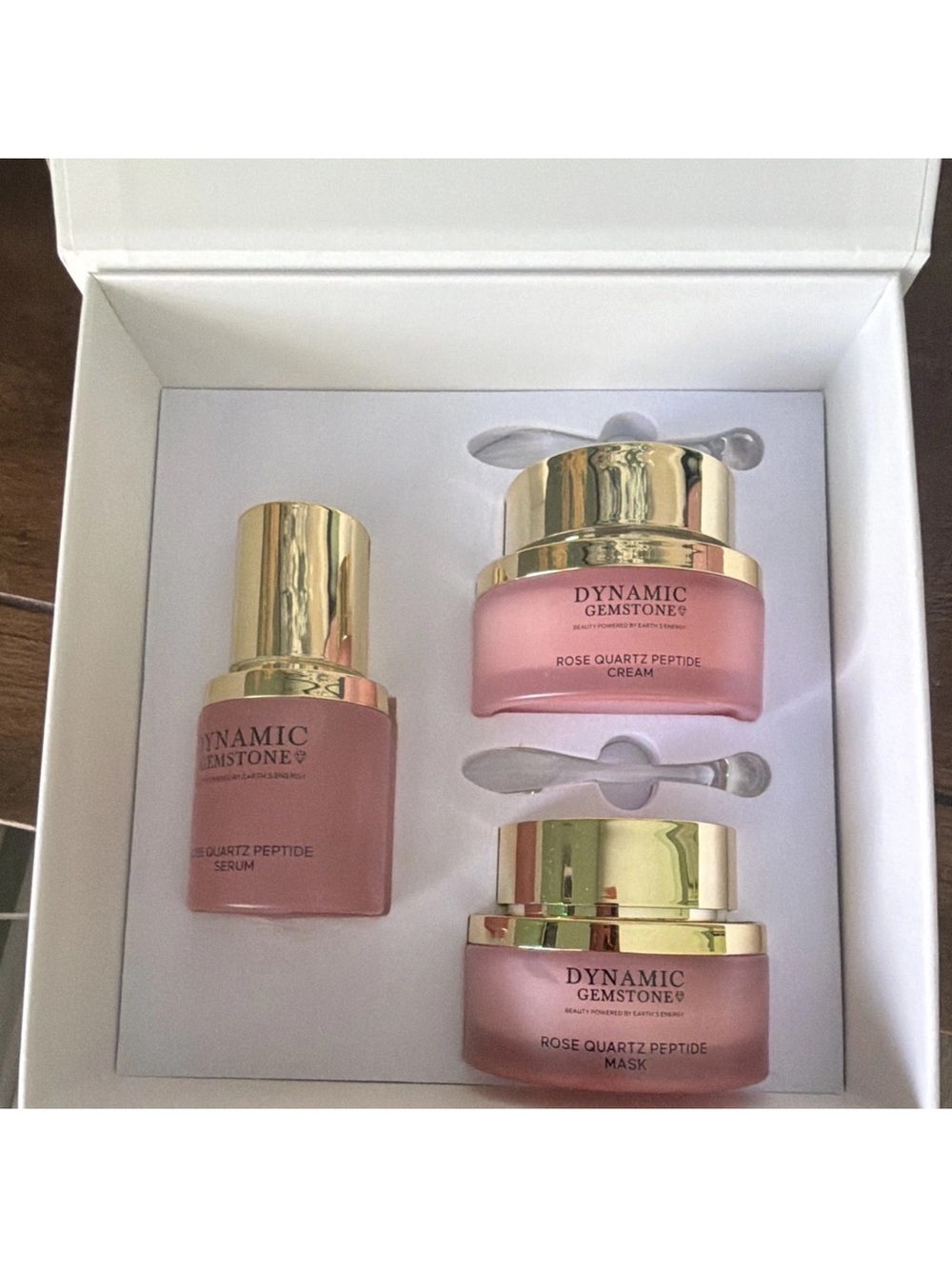 Dynamic Gemstone Topaz Radiance Rose Quartz Peptide Cream Mask Serum Set